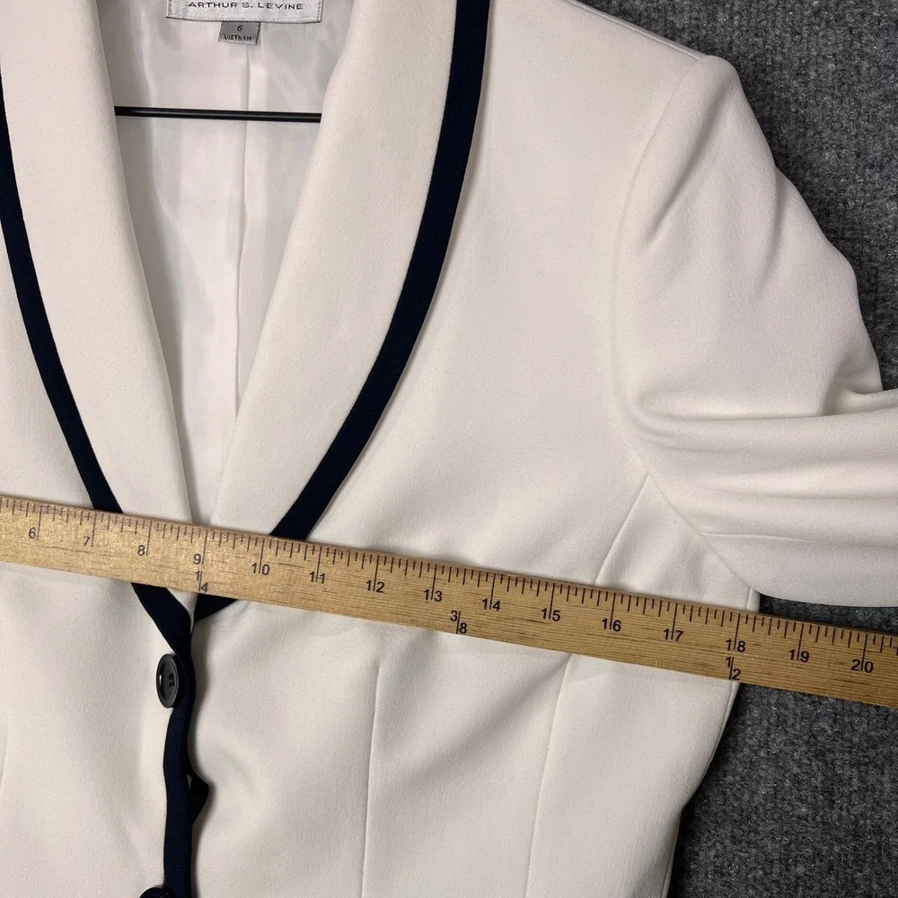 NEW Tahari Blazer Womens 6 White Contrast Trim Shawl Collar Career Jacket - Picture 6 of 12